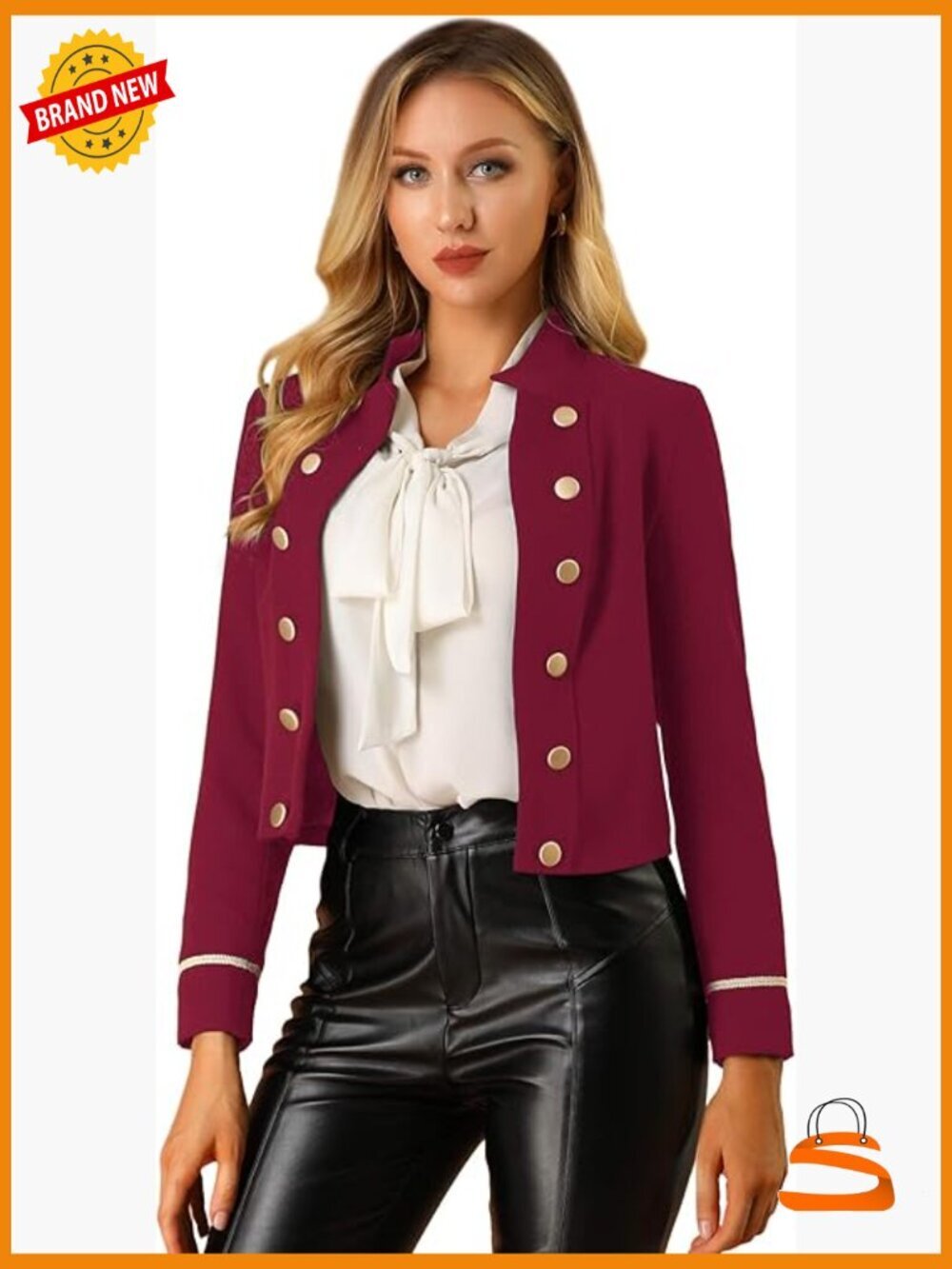 Vintage Cropped Open Front Jacket Steampunk Button Decor Long Sleeve
